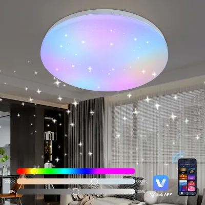 15inch 30W Frameless White Round  Lampara Dimmable CCT RGB Smart Home Lights Dining Room Bedroom Kids Indoor LED Ceiling Light