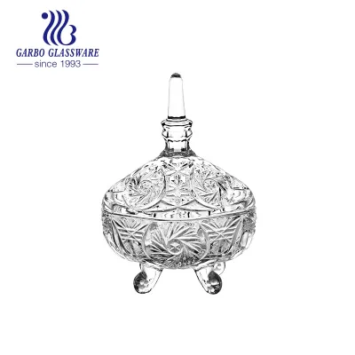 Fancy Decorative Sunflowers Glass Candy Jar Set with Lid for Candy