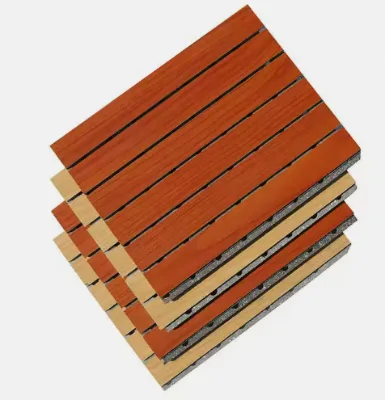Melamine Wall Panels Wooden Grooved Acoustic Panels MGO Soundproofing Materials Sound Absorbing for Multi-function Hall