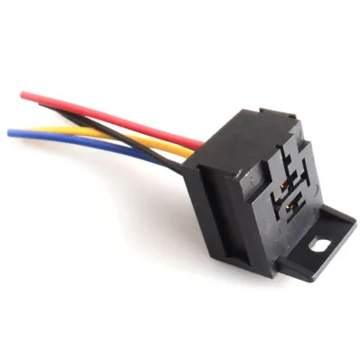 Universal 5-Pin Automotive Relay Socket 12V 24V 40A Heavy Duty Relay Harness Connector with 5-Wire Pigtail