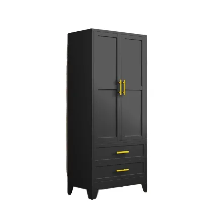 Modern Tall Black Steel Metal Armoire Closet Adjustable Hanging Rods Tool Storage Cabinet