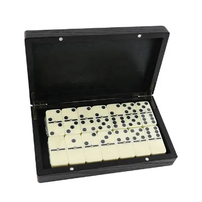 Factory Directly of Custom Domino in Black Wood Box with Custom Printed Red Color for Game Playing Domino Professional