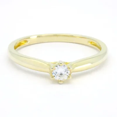 HK Supplier 2023 Avenda Fine Jewelry 18K Yellow Gold 0.15ct Brilliant Cut Classic Prong Set Solitaire Engagement Ring for Women