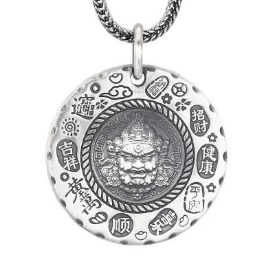 Wholesale 999 Pure Silver Zakira Pendant Chinese Style Five Blessings Retro Trendy Jewelry Vintage Retro Charm