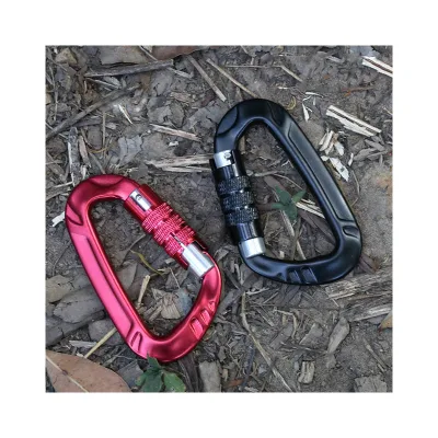 12KN Auto Locking Carabiner Clips D Shape Aluminium Carabiners Caribeaners