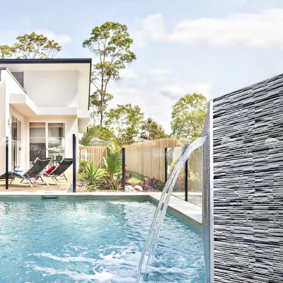 Bluwhale Tile Hotel Swimming Pool Project Natural Slate Limestone Stone Exterior Wall Cladding