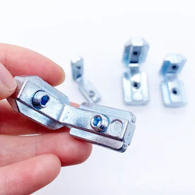 Profile Accessory Zinc Plated Zinc Alloy Inner L Connectors for Aluminum Extrusion Profiles, 5/6/8/10 Slot 90 Degree