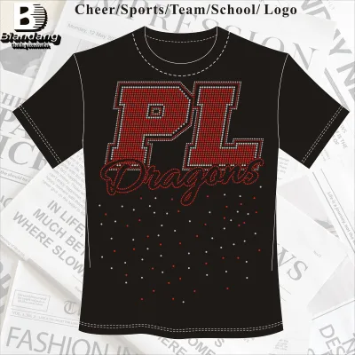 Big Discount Bling Cheerleading Rhinestone Heat Transfer Custom Hot-Fix Rhinestone Transfer Design for T-shirts