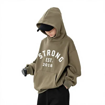 Boys Sweatshirt 2026 Autumn New Arrival Childrens Japan South Korea-Style Letter-Print Cotton Lined Hoodie Handsome Boys