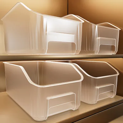 GREENSIDE Cabinet Storage Box Drawer-type Desktop Snack Plastic Basket Rectangular Household Large Size Portable Kitchen