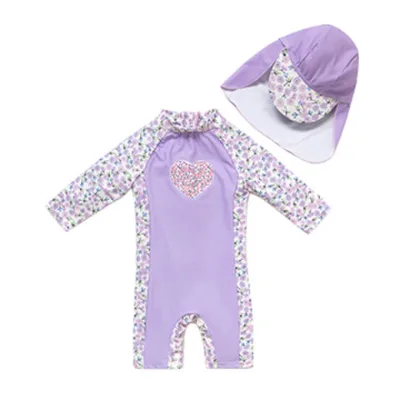 Baby & Toddler Swimsuit Girls Short Sleeve One-Piece Bathing Suit with UPF 50+ Sun Protection