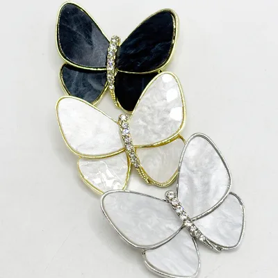New Cocoon Butterfly Natural Shell Zircon Light Luxury Chest Flower Women's Elegant Anti Slip Mother Shell Brooch