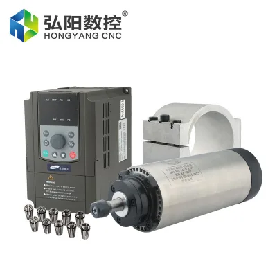 Engraving Machine Spindle Kit Air-cooled 1.5KW ER11 and 1.5KW Frequency Converter+80mm Bracket+ER11 Chuck CNC Lathe