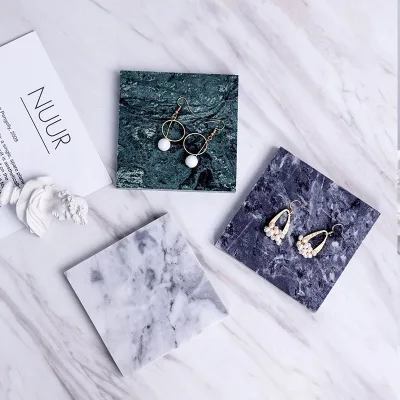Nordic Simple Marble Earrings Ring Tray Jewelry Display Stand