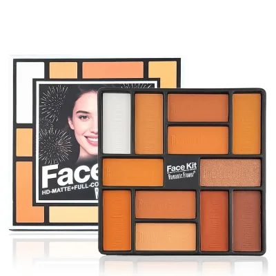 Oil Free Long Wear Matte Contour Powder Tray 10 Shade Blush Highlighter Face Kit for Daily Outdoor Party Facial Makeup