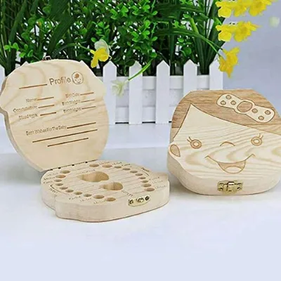 Creative Baby Teeth Box Saver Storage Box Wooden Children Teeth Holder Organize Box Milk Teeth Keepsake for Girls Boys