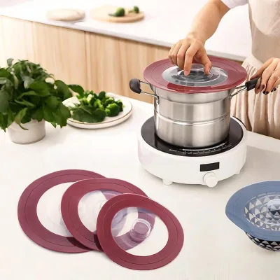 High Quality Multi Functional Silicone Pot Lid Universal Kitchen Cover for Dish Utensil Storage Easy to Clean for Household Use