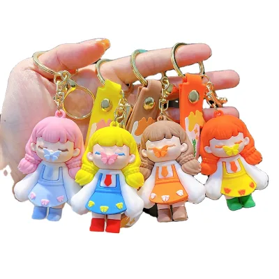 Linda Hot Selling Kawaii Girl Bag Keychain Car Pendant Keychain Accessories Creative Cute Cartoon Butterfly Girl Keychain