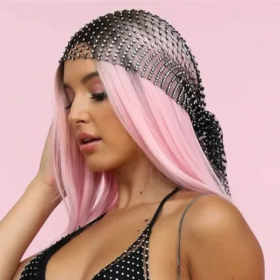 Hot Sale 2026 Rhinestone Head Scarf Sparkly Mesh Headband Turban Stretchy Crystal Nightclub Headwrap Hair Accessories for Women