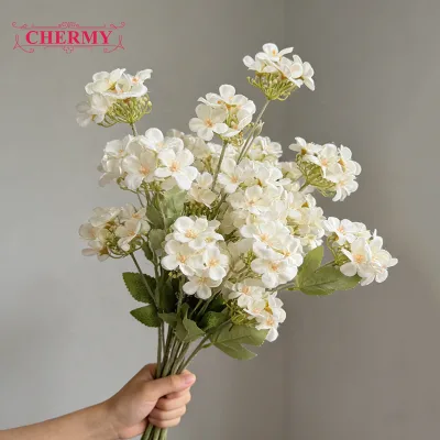 TH972 Wholesale High Quality Single Stem Silk Artificial Begonia Small Blossoms Spring Wedding Floral Decor
