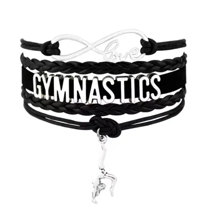 Factory Fashion Men's Women's Infinity Love Gymnastics Bracelets Best Gift for Gymnasts Gymnastic Jewelry Gift Charm Bracelets