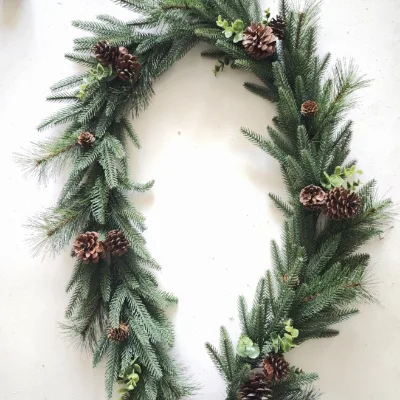 High Quality Eucalyptus Garland Pine Tree Norfolk Pine Garland Realistic Artificial Cedar Garland with Pine Cone