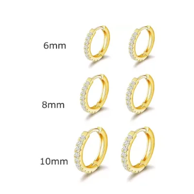 Waterproof Hypoallernic 925 Sterling Silver Mini Gold Huggie Hoop Earrings