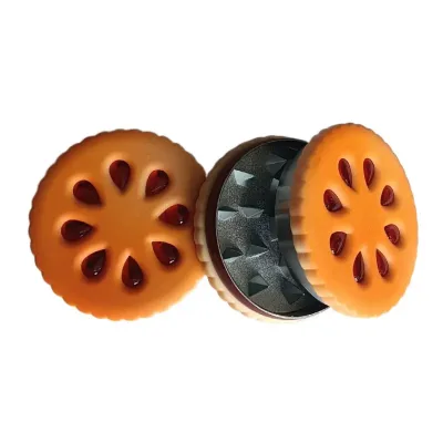 Customs Logo Portable 2-Layer Zinc Alloy Sandwich Biscuit Grinder Dry Herb Grinder for Christmas Gift