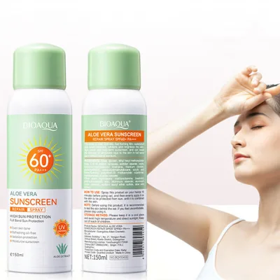 Natural Organic Herbal Aloe Vera Sunscreen Spray Mist SPF60 Face Body Post Sun Repair Sunscreen Skin Toner Spray
