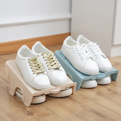 Space Saving Shoe Stacker Double Layer PP Plastic Shoe Rack Organizer with Non-Slip Pad for Closet Cabinet Storage 3 Colors