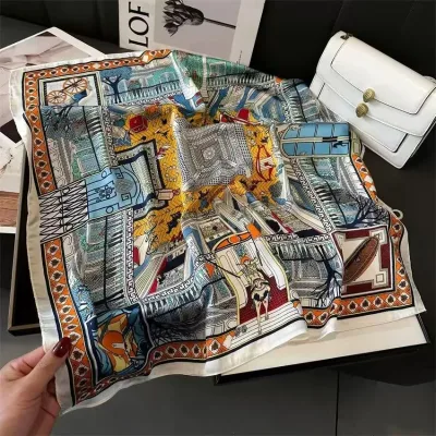 Wedding Gift Favors Souvenirs Custom Print Style Bandana Women's Sun Protection Shawl Square Scarf Satin Headscarf Low MOQ