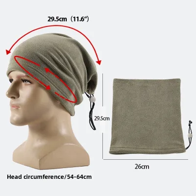 Winter Cycling Thermal Neck Gaiter Mask Outdoor Sports Multifunctional Warm Scarf-Hat Skiing Drawstring Windproof Headwrap