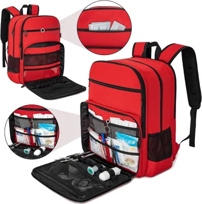 Multi Pockets First Aid Backpack Bag Empty Emergency Medical Bag for Outdoor Travel Camping