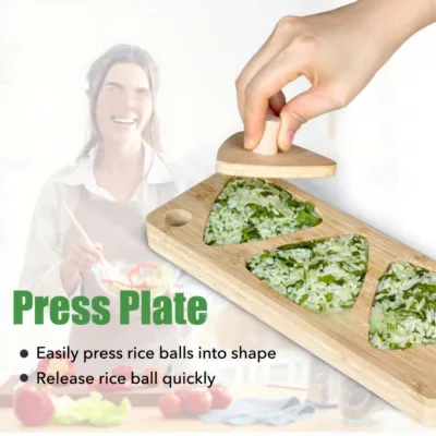 Wooden Triangle Onigiri Mold Press-Type DIY Rice Ball Bento Sushi Kitchen Tool Model Pallet