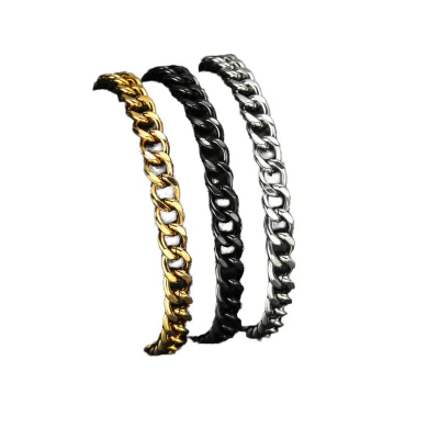 Olivia Cuban Chain 8mm Punk Miami Men Women 18K Gold Plated Jewelry Stainless Steel Cuban Bracelet