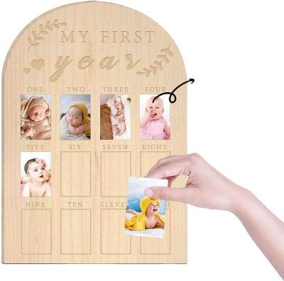 Baby's First Year Milestone Picture Frame Wooden Baby Calendar Picture Frame Baby Memorial Picture Frame