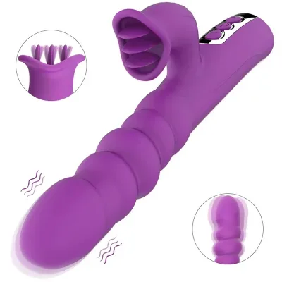 Rechargeable Female Masturbation 5-Frequency Tongue Licking 8-Frequency Retractable Vibrator Tongue Licking Masturbator