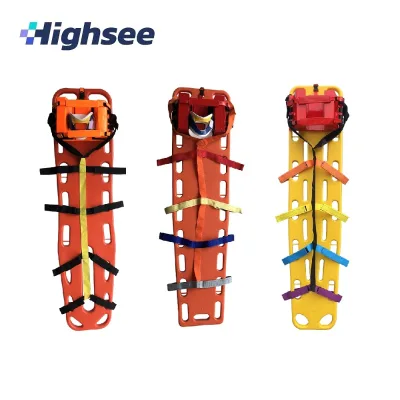 Emergency First Aid Easy Carry Plastic Long Board Stretcher Medical Adult Spine Board with Head Immobilizer