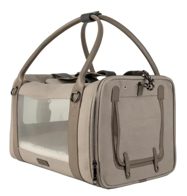 Bestopet 2023 Airline Approved Sustainable Eco-Friendly Cotton Soft-sided Pet Carrier Side Pocket Modern Solid Padded Zipper