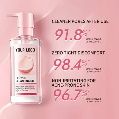 Private Label Pure Plant-Based Cleansing Oil Deep Cleansing, Natural and clear Formula; Brightens, Hydrates, and Exfoliates.