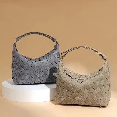 Women Bag Winter New Matte-Woven Zipper Closure Hand-Held Bag Compact Versatile Mini Bag Womens Tote