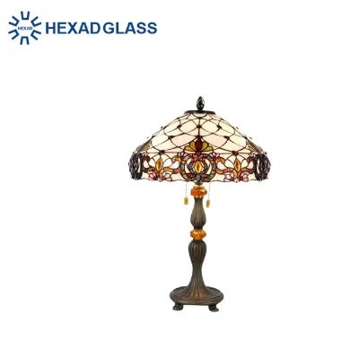 Tiffany Lamps 16-inch Baroque Yellow Purple Wisteria Stained Glass Table Lamp Suitable for Living Room Bedside Lamp
