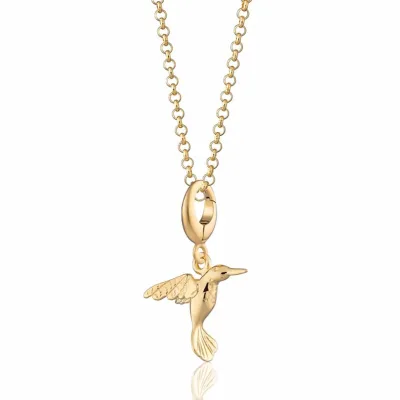 Gemnel 925 Sterling Silver Flying Hummingbird Clip on Charm High Polish Minimalist Silver Bird Lobster Clasp Pendant DIY