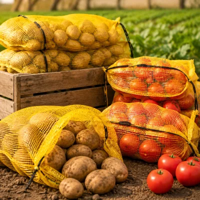 Vegetable Mesh Bags with Drawstring Closure, Ventilated Produce Storage Bags for Potatoes, Onions, Tomatoes and Fruits