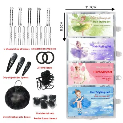 Factory-direct Sale Womens Handmade U-clip Hair Ring Dance-style Updo Kit Exam-grade Set Individually Packaged Accessory