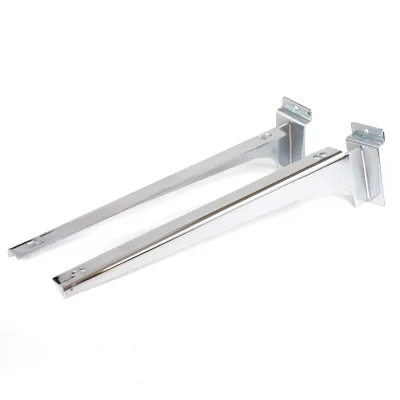 Heavy Duty Chrome Slatwall Shelf Brackets, Metal Glass/Wood Board Support for Retail Store Display