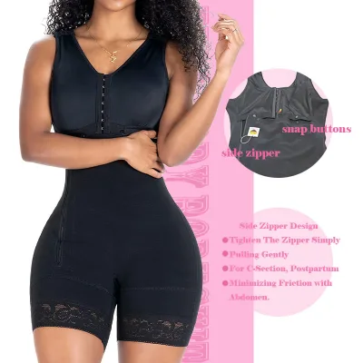 Hot Selling Custom Logo Side Zipper Shapewear BBL Butt Lifter Bodysuit Post-Op Garments C-Section Recovery Body Shaper for Women