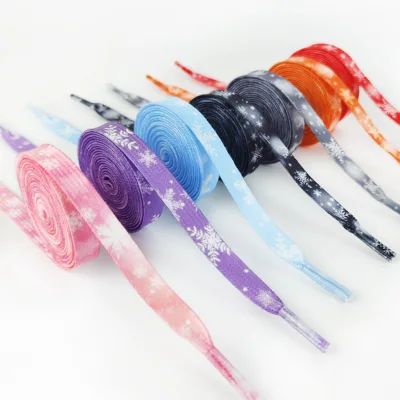 Wholesale Winter Personalized Ice Snowflake Flat Shoelaces for Casual Shoes Compatible with Sneakers