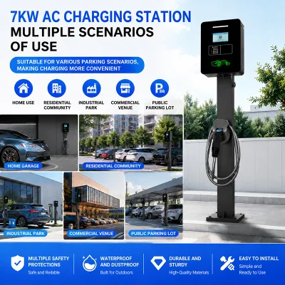 Solar-Powered 7KW AC EV Charger for Highway Service Area Clean Energy Fast Charge IP54 Waterproof - Manufacturer