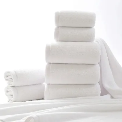 Anti Allergic White Hotel Cotton Towel Natural Plant Dye Harmless Ingredient Sanitary White Bathroom Towel